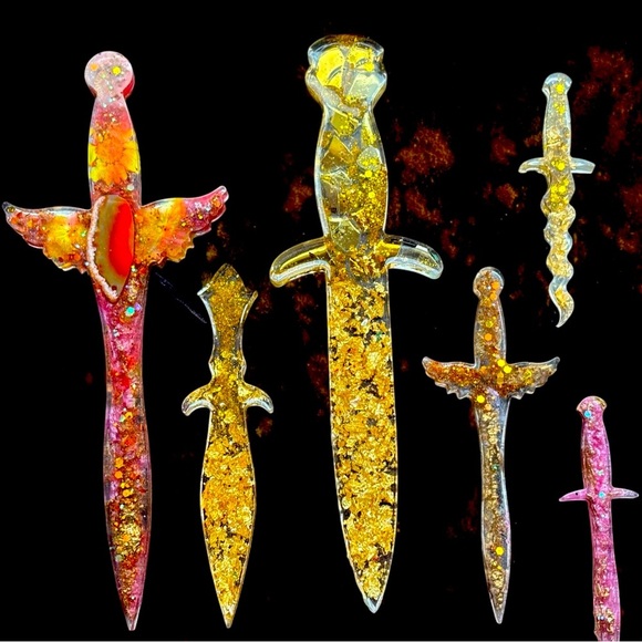Six Resin Epoxy Daggers or Small Swords. Gothic Decor. Display Swords. - Picture 1 of 10
